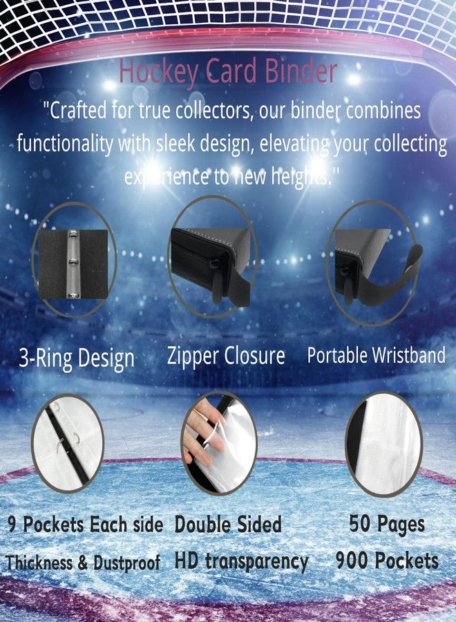 CHIMORY Hockey Card Binder 900 Pockets, Trading Card Binder Sports Card Binder 50 Removable Double Sided Sleeves with Zipper 3-Ring, Hockey Card Holder Baseball Football Soccer Collector Storage Album - Image 3